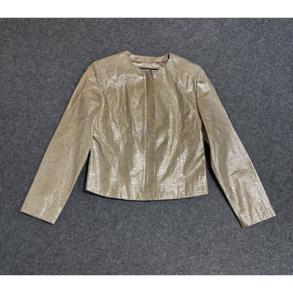 Wilsons Leather Pelle Studio Jacket Womens Medium Full Zip Reptile Print